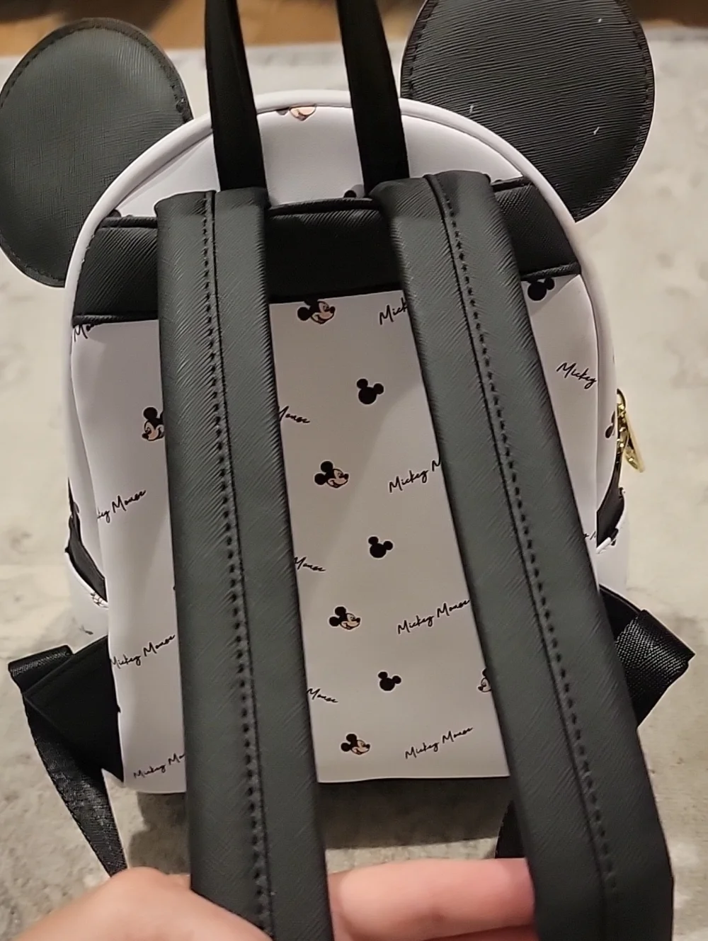 Loungefly White Mickey Mouse Mini Backpack with Black Ears